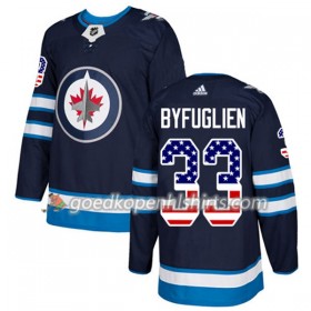 Winnipeg Jets Dustin Byfuglien 33 Adidas 2017-2018 Navy Blauw USA Flag Fashion Authentic Shirt - Mannen